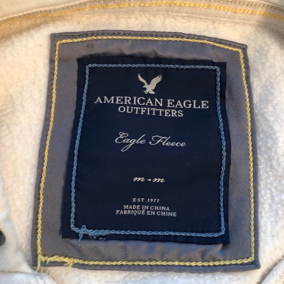 American Eagle Cream V Neck Hoodie - Picture 5 of 5